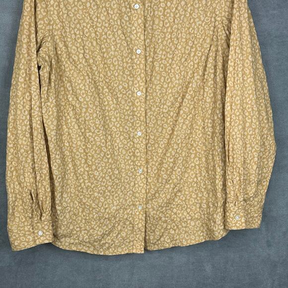 J Mclaughlin Top Womens Large Gold Print Button Down Long Sleeve Preppy Career - Picture 3 of 11